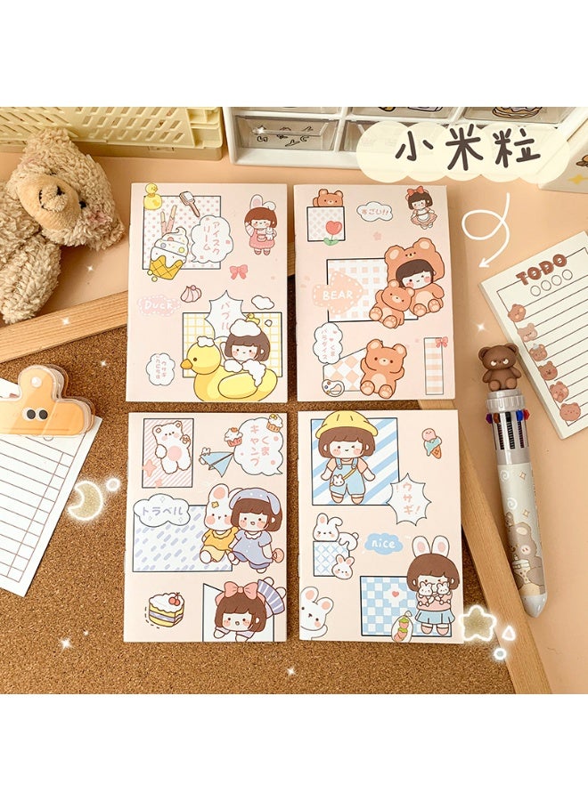 Cute Cartoon Portable Notebook, Student Journal, Single Pack (1 Random Style Out of 4), 8.5 x 12 cm